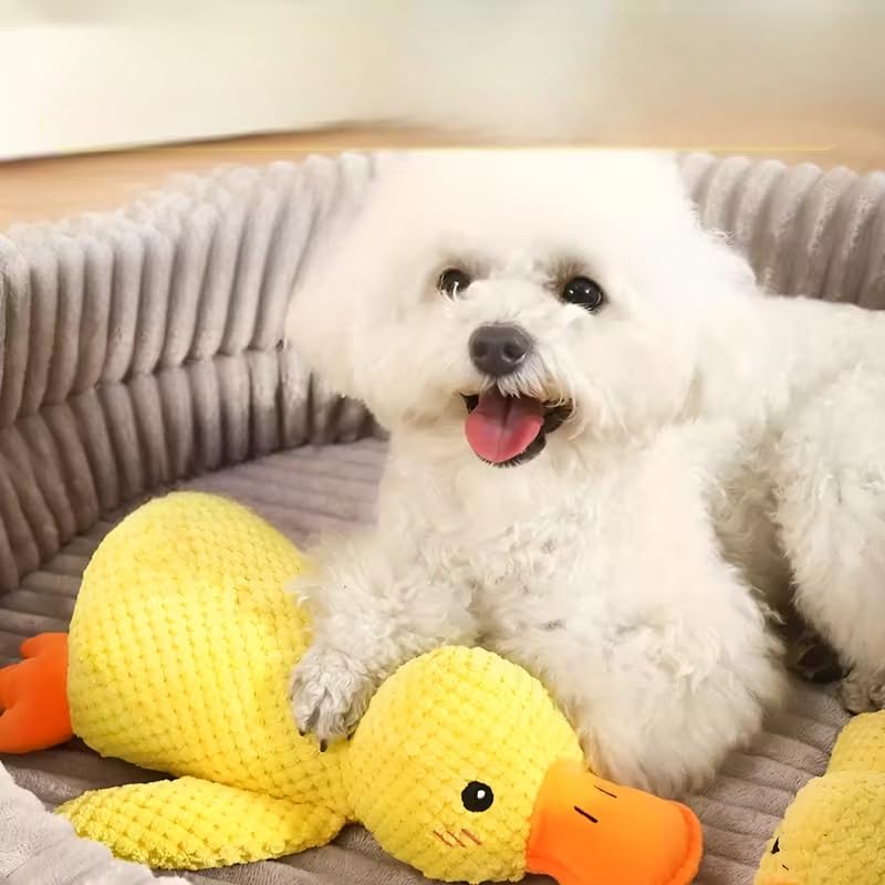 Dog Calming Duck Toy Yellow Duck Plush Toy ， Mellow Calming Pillow Soft Interactive Toy for All Dogs（Yellow，1pcs，Medium Size）