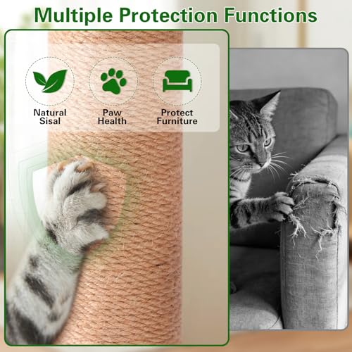 Plam Tree Cat Scratching Post 40" Tall with Cat Toys for Indoor Large Cats