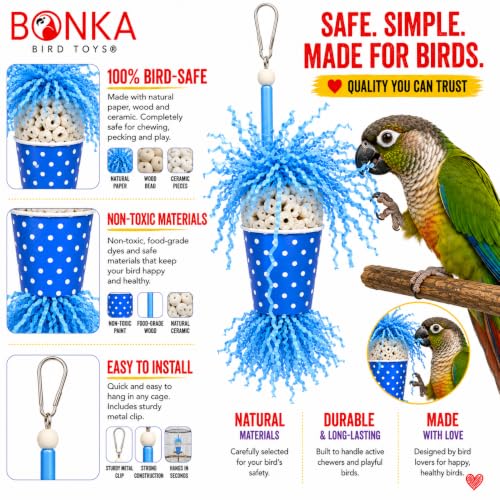 Bonka 2355 Spotty Sola 11" Natural Bird Foraging Toy (Blue) - color: Blue
