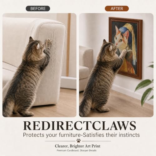 MUTTROS Art Cat Scratcher, 3 Pack Cardboard Cat Wall Scratcher Board - color: Classic Art Masterpiece Set