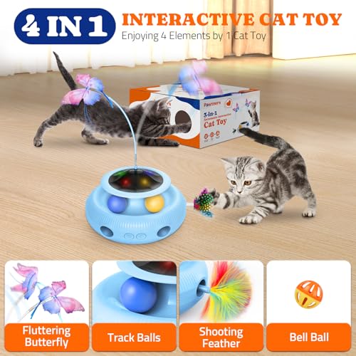 Pawtners Cat Toys, Automatic Interactive Kitten Toys for Indoor Cats, Blue - color: Blue