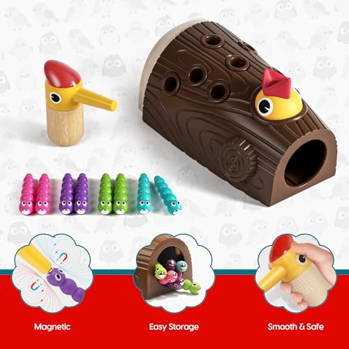 TOP BRIGHT Montessori Toys for 2 Year Old, Magnetic Bird Feeding Game