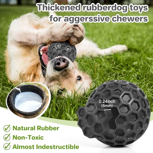 DISSKNIC Indestructible Squeaky Dog Balls Puppy Toys, Interactive Dog Toys for Small Dogs, Puppy Chew Toys for Teething and Relax, Dogs Chew Toy Balls Small Toys for Small Breed - color: Black, size: Small