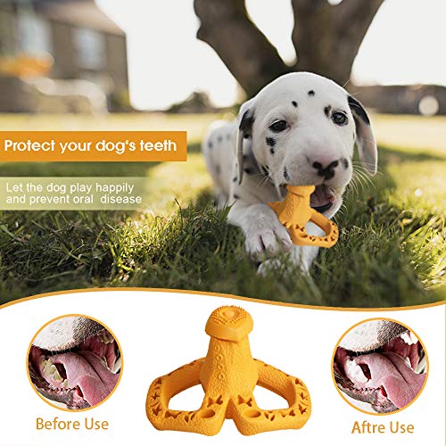 M.C.works Puppy Chew Toys Teething Pacifier, Small Dog Teething Rings Toys for Puppies Within 2 Month, Treat Dispensing Toy Soft Rubber, Pack of 2