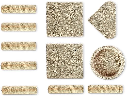Amazon Basics Cat Tree Tower - Multi-Level Climbing Activity Center for Indoor Cats & Kittens with Scratching Posts, Platform, Jute Rope, Large (45.9"H), Beige - size: Large