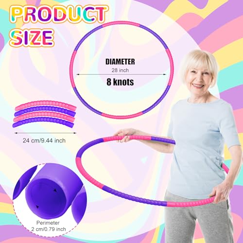 Halloscume 6 Pcs Toy Hoops 28 Inch Detachable Fitness,Rose Red, Purple - color: Rose Red, Purple