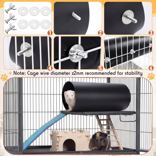 Soulchen Chinchilla Tunnel Hideout, Metal Cooling Tube for Ferret and Guinea Pig, Small Animal Cage Tunnel Bed, Hanging Corner Tube Toy, Chew Resistant, Black