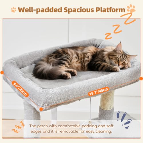 Taoqimiao Cat Tree, 38.5In Cat Tower for Indoor Cats, Suitable for Kittens - color: Light Gray, size: 38.5 Inches