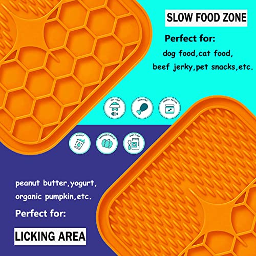 Lick Mat for Dogs, Dog Lick Mat with Suction Cups for Anxiety, Peanut Butter Dog Licking Mat Slow Feeder Dispensing Treater Lick Pad for Dogs Cats Grooming Bathing and Training (Small Orange) - color: Small Orange