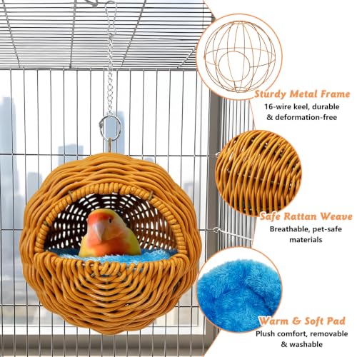 BNOSDM Bird Nest with Soft Pad Hanging Small Parakeet Bed Set (Brown) - color: Brown Hanging Nest - G-Type
