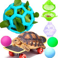 7 pcs Tortoise Treat Ball and Training Skateboard Toy Set Turtle Feeder Ball Funny Aquatic Turtle Enrichment Toys Aquarium Feed Toy Tortoise Feeding Balls Vegetable Grass for Small Animals
