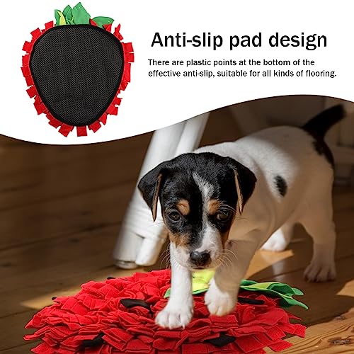 Strawberry Snuffle Mat for Dogs,Large 17.7x13.8in Scent Training Puzzle Toy - color: Strawberry