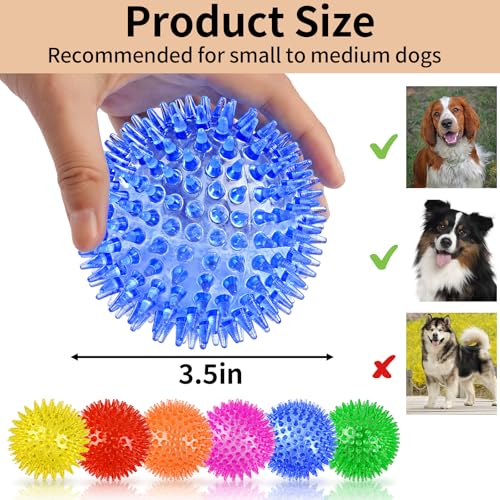 6 Pack Squeaky Spiky Dog Balls, Puppy Chew Toys for Teething, Medium - size: Medium