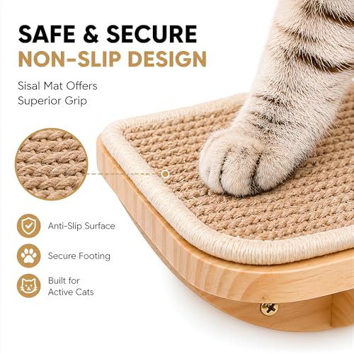 Cat Window Perches, Cat Wall Shelves with Curved Bed and 2 Sisal Mat Steps - color: Combo A (1 Foam-Mat Bed, 2 Steps)