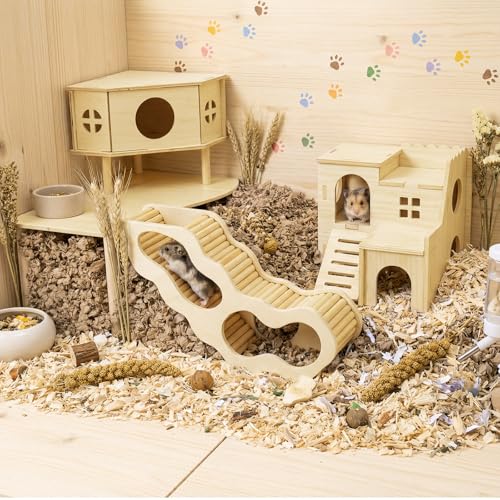 Breezehug 4 Pcs Hamster Cage Accessories Hamster Platform Toy, Spy Villa - style: Spy Villa