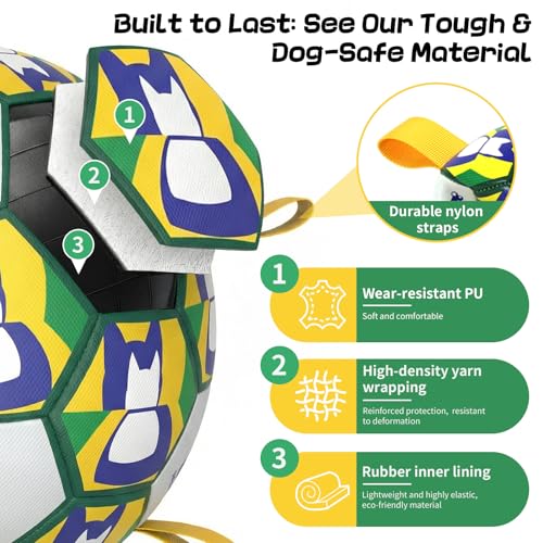 Dog Soccer Ball with Straps, 6 Inch for Small and Medium Dogs, A - color: Yellow