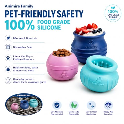Wobbly Dog Enrichment Lick Toy, Stuffable Frozen Lick Bowl to Keep Dogs Busy, Long-Lasting Interactive Treat Dispensing Dog Toy, Silicone Fetch Catch Chew Toy(Rose,M) - color: Rose, size: M