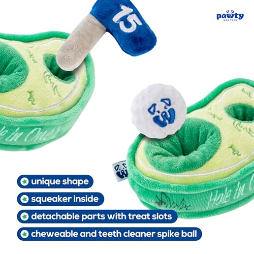 PAWTY Golf Dog Toy - Interactive Plush Snuffle Enrichment Toy - Funny Cute Unique Design Birthday Gift - Small Medium Puppies - Durable Fun Chew Resistant Teething Toy - Squeaker Chew Resistant Ball