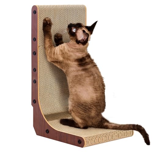 EHEYCIGA Cardboard Cat Scratcher for Indoor Cats, 19 Inch, Dark Brown - color: Dark Brown, size: 11.4x9.75x19