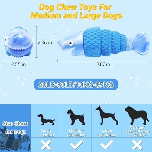 WinTour Tough Dog Toys for Aggressive Chewers, Indestructible Dog Chew Toys - color: Blue Shark