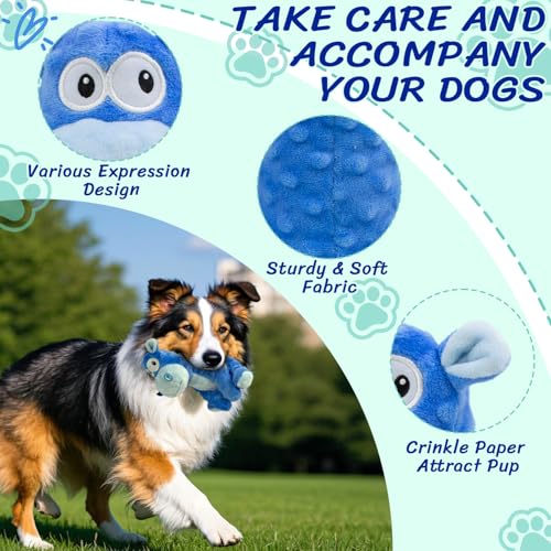Squeaky Stuffed Dog Toys, Chew Hippo for Large Medium Small Breeds - color: Blue