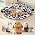 Spardar 2-in-1 Bunny Tunnel Bed, with Removable Mat Hideout, Cow - color: Cow