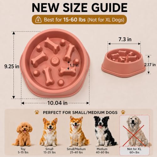 Slow Feeder Dog Bowl,Suitable for Small and Medium Breeds.Pink - color: Pink