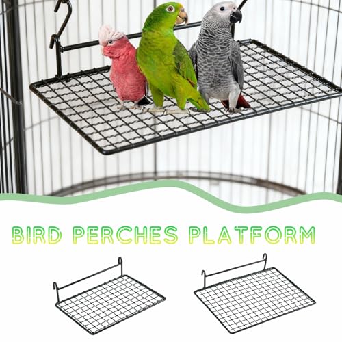 4 Pcs Bird Perches Platform, Stainless Steel Bird Cage Platform with Climbing Ladder Bird Cage Accessories for Budgerigars, Cockatiels, and Small to Medium-Sized Birds (Black)