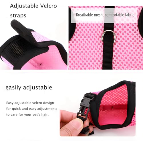 Bunny Harness and Leash Set Escape Proof, Rabbit Harness Pink M - color: Pink, size: M Chest 6.2-8.5",For Ferret,Mini Rabbit