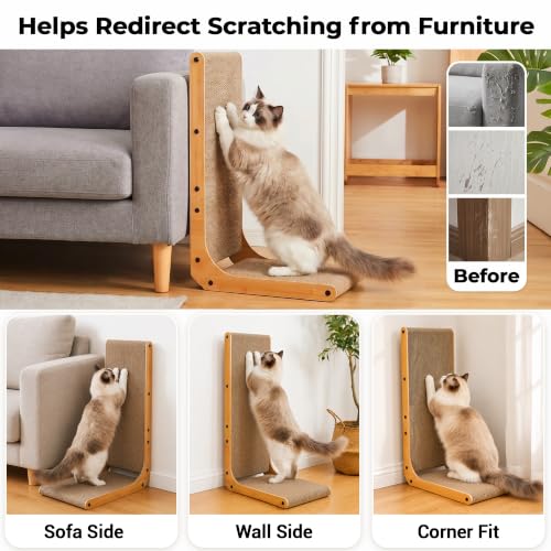 PatiencET L Shape Cat Scratcher, 26 Inch Cardboard Scratch Pad - size: L shape-1 Pack