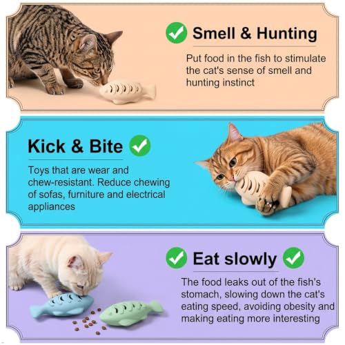 2 Pcs Silicone Cat Toys and Interactive Food Puzzle Feeder, Slow Feeder Treat Dispenser Toy for Indoor Cats and Kittens, Pet Training Toy with Play Ball, Pink, Green, and Blue