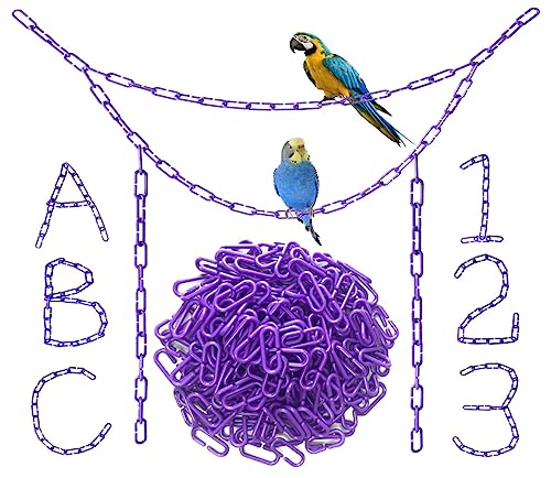200Pcs Purple C-Clips Plastic Chain Links for Birds & Small Pets - color: Purple, size: 200Pcs