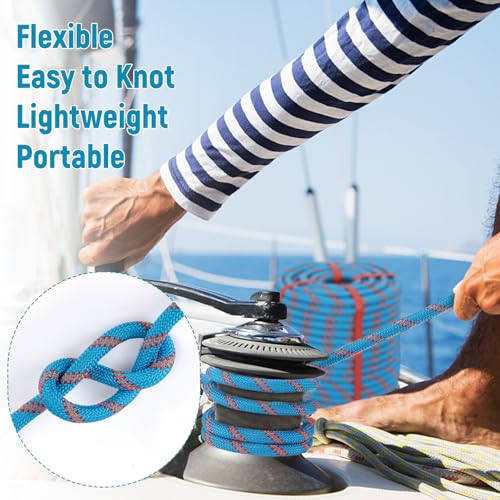 1/2 in x 200Ft Static Polyester Arborist Rope, ASTM F2116 Certified 9000Lbs MBS 48 Strands Bull Rope for Climbing Tree Swing Pulling Sailing - size: 1/2 x 200ft, style: Blue