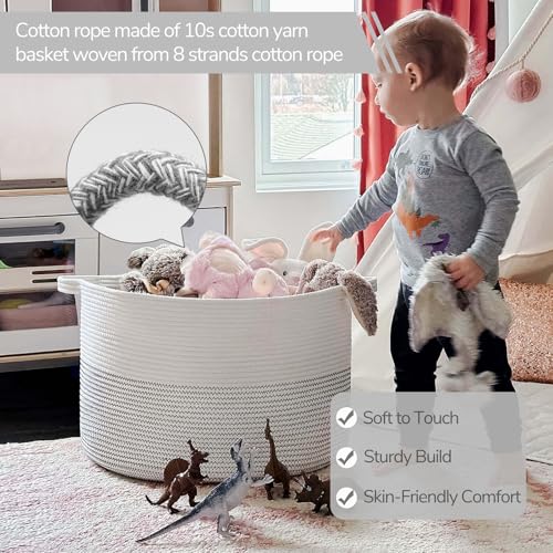 INDRESSME XXXLarge Woven Rope Blanket Basket Living Room White, 90L - color: White, size: 21.7"D x 13.8"H