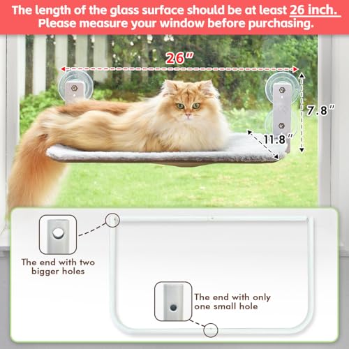 AMOSIJOY Foldable Cat Window Perch with Metal Frame, L Gray - color: Gray, size: Large