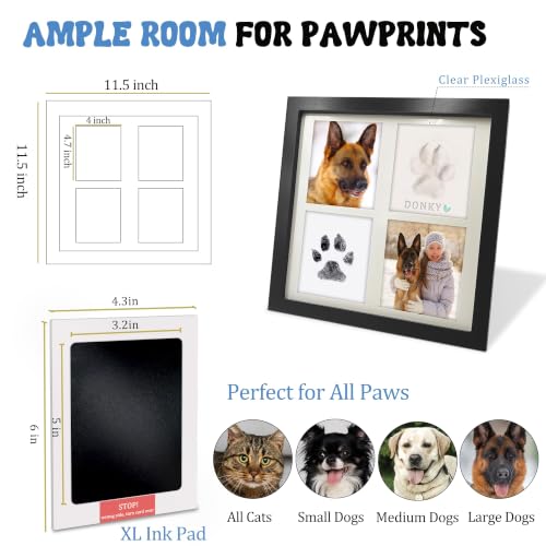 MYPAWLETS Ink&Clay Paw Print Kit for Dog Cat,Pawprint Keepsake Frame,Black - color: Black