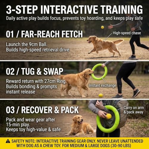 Large Dog Toy Ring and Ball Combo Set, Floating EVA 2 Pack (Green, Large) - color: Green, size: Large