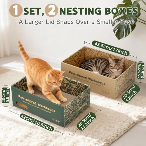 6 Pack Cat Scratch Pad with Nested Boxes, Space-Saving Cat Scratcher Set - size: Deluxe: 2 Nested Boxes, 6 Pads