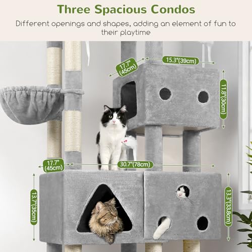 Globlazer Extra Large Cat Tower for Big Cats 20 lbs, 81in, F81, Light Grey - color: Light Grey