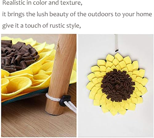 Snuffle Mat for Dogs Sunflower 19” x 19”, Large Interactive Slow Feeder Mat, Encourages Natural Foraging Skills, Plush Enrichment Toy for Mental Stimulation, Machine Washable Puppy Chew Toy - size: 19"L x 19"W