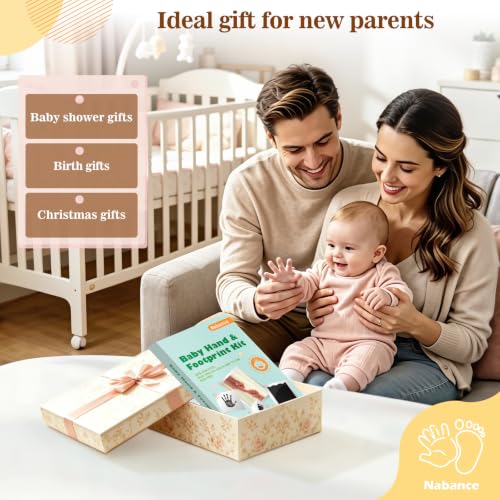Nabance Baby Footprint Kit, Inkless Baby Hand and Footprint Kit, 2 Pack - size: 2-Pack, Large 3.1" x 4.9"