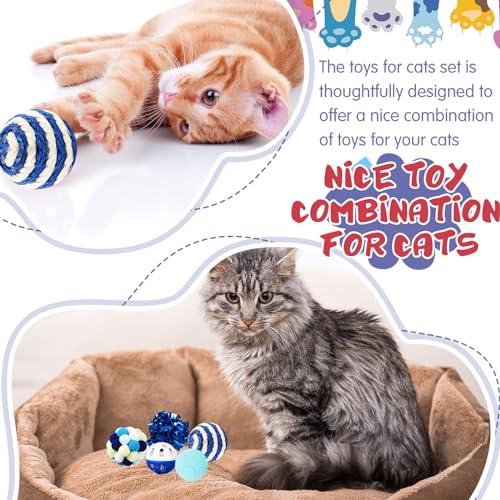 Gemscream 46 Pcs Cat Toys Set Interactive Cute Cat Indoor Toys, Blue - color: blue
