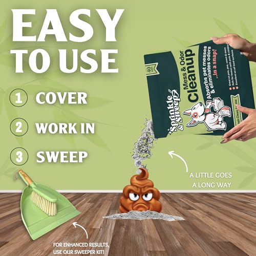 Sprinkle & Sweep: Pet Mess & Odor Cleanup - 15oz Bag - Dog Accident & Mess Clumping Powder, Remove Pee-Poop-Vomit from Hard Surfaces, Ultra-Absorbent - style: 15 Ounce (Pack of 1)
