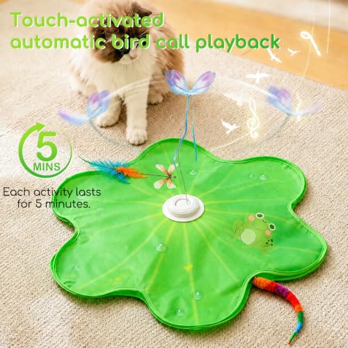 Interactive Cat Toys, Rechargeable with Auto Play and Bird Chirps - color: Green