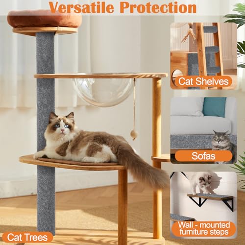 Cat Scratch Furniture Protector - 40" x 13.8" Trimmable Self-Adhesive Cats Claws Scratch Pads, DIY Cat Climbing Couch Protector for Scratch Post Cat Tree Replacement Indoor (Light Gray) - color: Light Gray, size: 13.8" x 40"