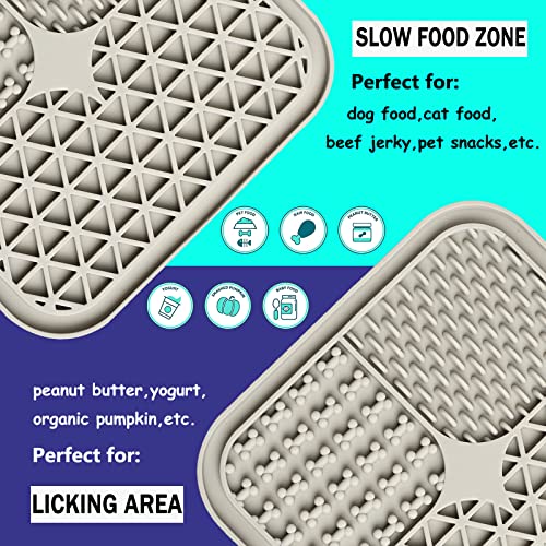 Lick Mat for Dogs, Dog Lick Mat with Suction Cups for Anxiety, Peanut Butter Dog Licking Mat Slow Feeder Dispensing Treater Lick Pad for Dogs Cats Grooming Bathing and Training (Grey) - color: Small Grey