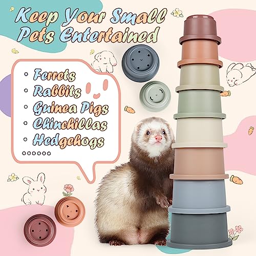 Stacking Cups for Rabbits, 8PCS Stackable Bunny Toys for Small Pets - color: Original