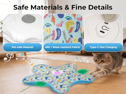 Duckart Interactive Cat Toy - Hide and Seek Automatic Cat Toy with Birdcall, Rechargeable & 3 Speeds, Auto Sleep/Wake Mode Kitten Toys, Safe ABS Material Cat Toys for Bored Indoor Adult Cats