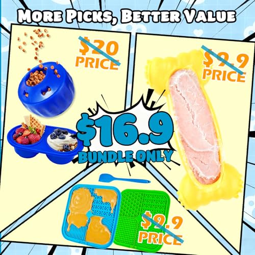6 Value Pack Enrichment Toys for Dogs Lick Mat, Frozen Bone Power Chew & Frozen Dog Puzzle Toy, Treat Dispensing Slow Feeder Dog Enrichment Toys to Keep Them Busy for Stimulating & Cognitive Toys - color: Blue-Green-Klein-Yellow