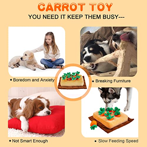 JOYELF Hide and Seek Plush Dog Toys, Interactive Squeak Dog Toys Teething Chew Toys Plush Carrot Field Educational Toys for Small Medium Large Dogs and Cats with 8 Carrots - color: Carrot field